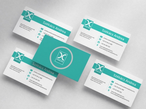 DiaClin névjegykártya grafikatervezés és branding – modern egészségügyi arculati megjelenés