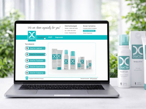 DiaClin weboldaltervezés és UI design grafikatervezéssel – reszponzív egészségügyi márkaoldal bemutatása