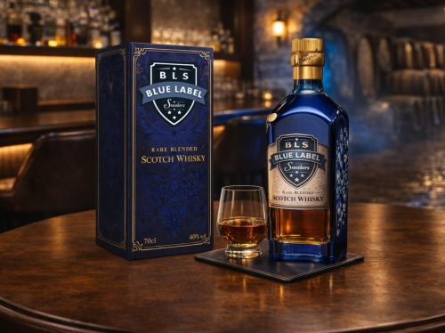 blue label whisky márka arculattervezés és vizuális identitás bemutatása