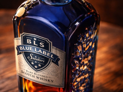 blue label logótervezés prémium ital brand grafikai kidolgozása