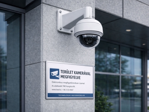 biztonságtechnikai arculattervezés kültéri tábla és márkaazonos megjelenés