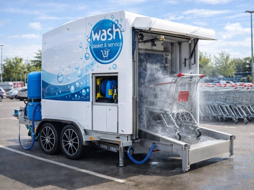 Wash Basket Service arculattervezés ipari kosármosó berendezés grafikai megjelenésén