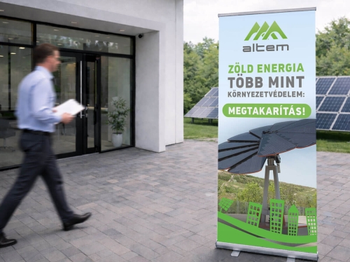 Altem arculattervezés roll up banner napelemes cég marketing megjelenés