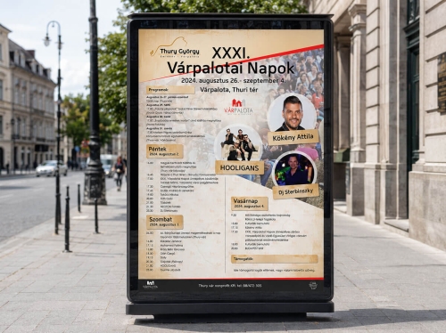 Várpalota rendezvényplakát közterületi citylight mockup grafikai tervezés referencia