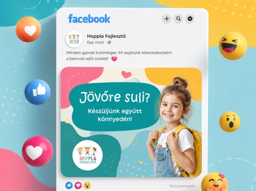 Hoppla Fejlesztőközpont Facebook poszt grafikai tervezés