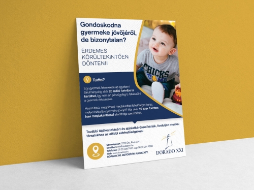 Dorado biztosítás alkusz arculattervezés A3 plakát grafikai tervezés