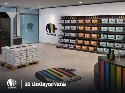 arculattervezés és grafikai tervezés festékbolt látványtervhez, egységes arculati enteriőr kialakítás