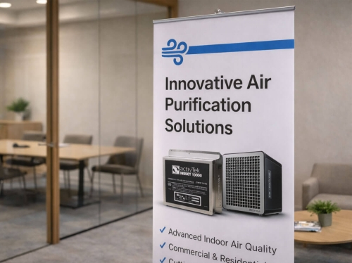 Gomo Innovative Air Purification Solutions roll-up reklámgrafika