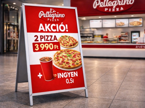 pizzéria arculat reklámtáblán marketing kommunikációhoz