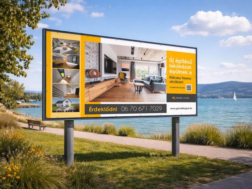 Grande Lagune lakópark Balaton parti óriásplakát ingatlan projekt reklám