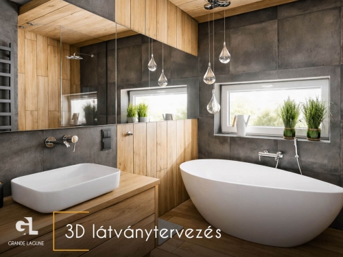 Grande Lagune lakópark fürdőszoba 3D látványterv prémium belsőépítészeti design