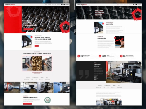 Gyémántprofil ipari vállalat számára készített modern weboldal készítés és UI design