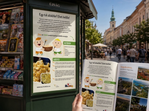 Nagykanizsa gasztronómiai magazinhirdetés grafikai tervezés újságos standon