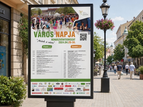 Nagykanizsa Város Napja A0 plakát grafikai tervezés utcai plakáttartón